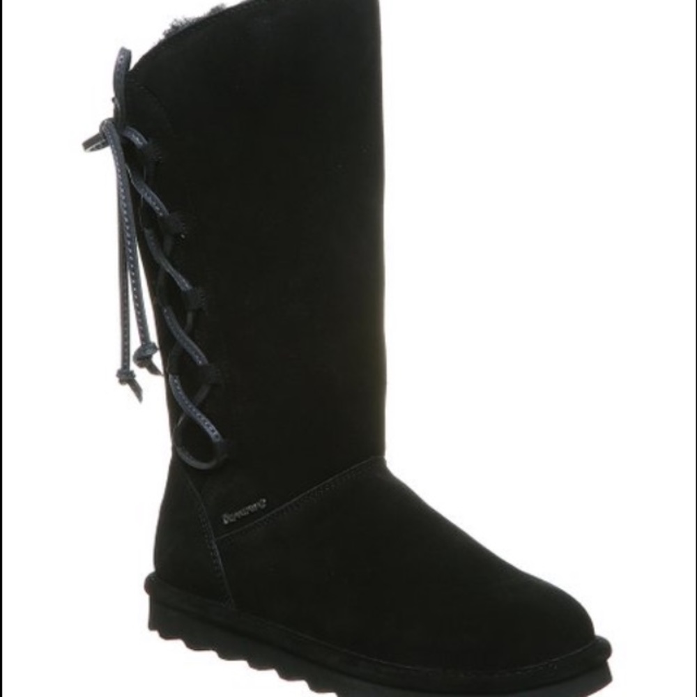 BRAND NEW BLACK SUEDE-WOOL NEVERWET ADJUSTABLE BOOTS